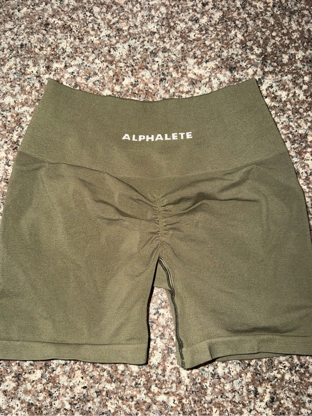 Alphalete Olive High-Rise Scrunch Bike Shorts